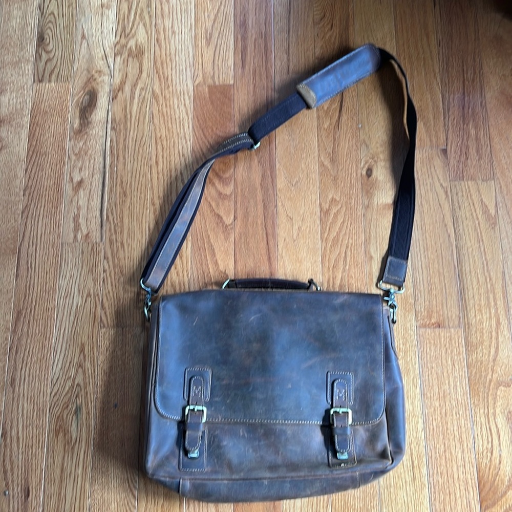 Kattee Men's Leather Satchel Briefcase, 15.6" Laptop Messenger Shoulder Bag Tote
